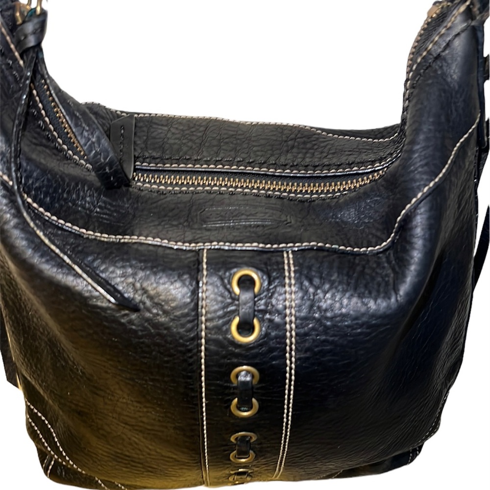 Authentic Vintage black Leather Coach crossbody /shoulder Bag F-10399 - Picture 4 of 11